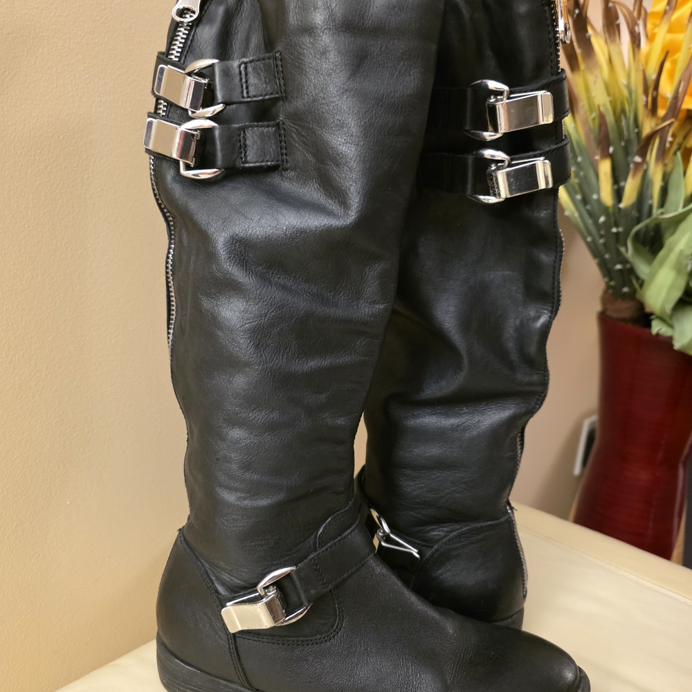 Aldo Black Over the Knee Boots with Buckles